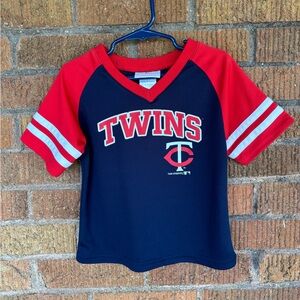 Minnesota Twins MLB Kids Pull Over V Neck Jersey Team Athletics Sz 3T Red Blue
